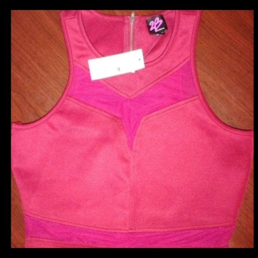 2B Bebe Hot Pink & Fuchsia Crop Sports Bra